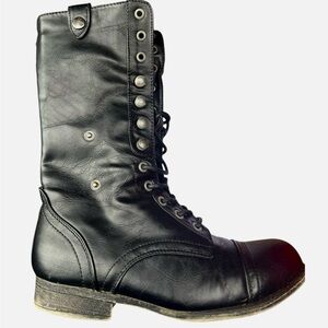 Black Leather Combat Boots